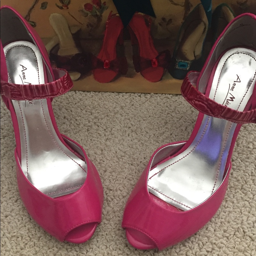 Ladies Hot Pink Open Toe Heel